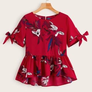 Red flowery blouse size medium